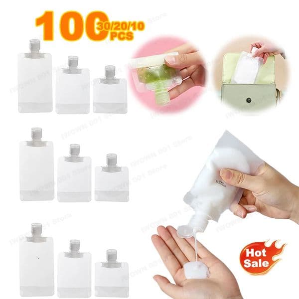 30/50/100ml Refillable Packaging Bags Travel Essentials Lotion Cosmetics Shampoo Shower Gel Portable Bags Makeup Fluid Bottles 251213