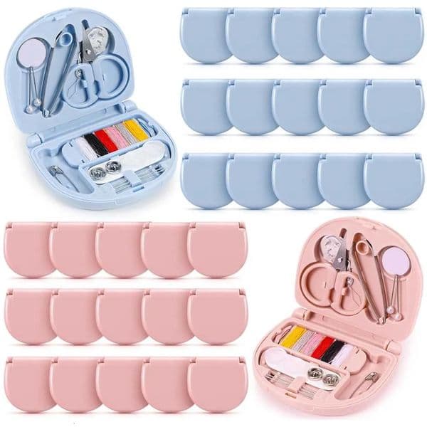 1-2Pack Min Travel Sewing Kit Portable DIY Supplies Plastic Box Beginner Friendly Emergency Repair Kit with Threads Scissors 251209