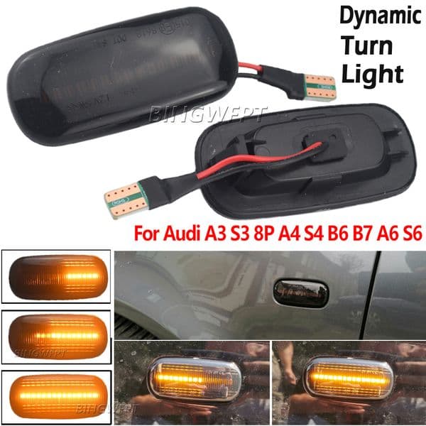 Flowing LED Dynamic Turn Signal Light For Audi A3 S3 8P A4 B6 B8 B7 S4 RS4 A6 S6 C5 Side Marker Flashing Indicator