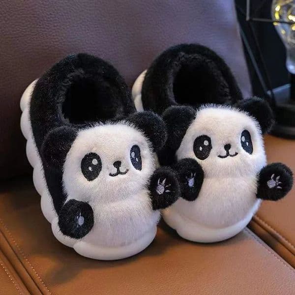 Children Winter Slippers Cotton Shoes Cute Cartoon Panda Slipper Child Thick Soled Home Warm Non-slip Indoor Mother Kids Shoe 251218