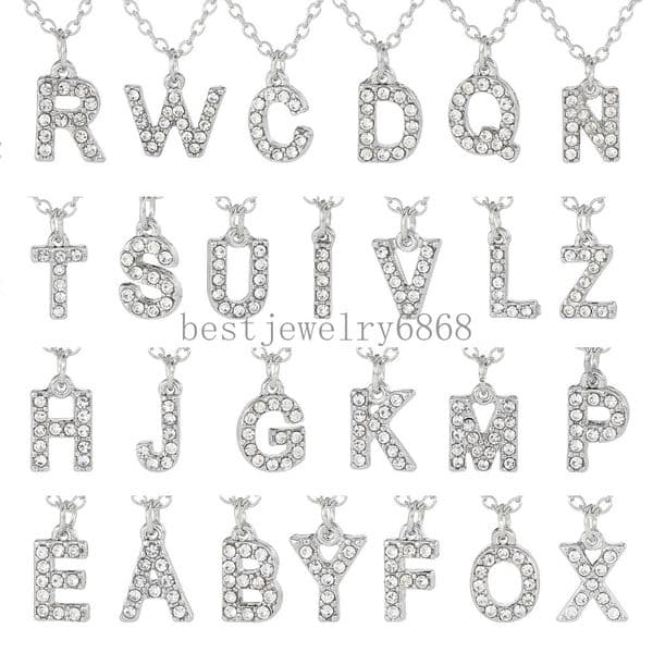 Fashion Shining A-Z Letter Pendant Charm Necklace 26 Initial Alphabet Name Clavicle Chain Party Jewelry Gift