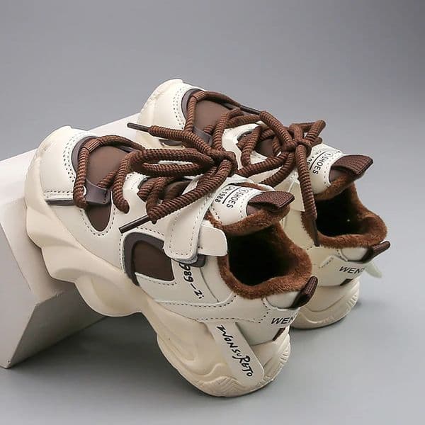 Winter Cotton Sport Shoes For Children PU Leather Teenager Kids Sneakers Plush Warm Boys Girls Running Shoes Winter 251219BJ