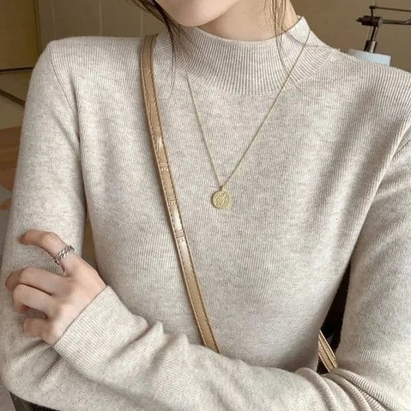 2024 Turtleneck Sweater Women Fashion Stretch Top Knitted Pullovers Long Sleeve Bottoming Wool 251219