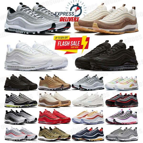 2026 designer 97 97s running shoes men women Triple Black White Sean Wotherspoon Silver Gold Bullet University Red Volt mens outdoors trainers Sneakers 36-47