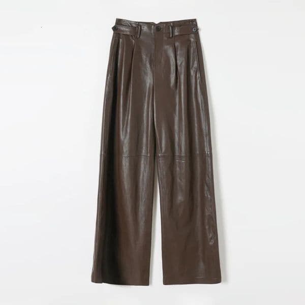 Womens High Waist Genuine Leather Pants Imported Vegetable Tanned Sheepskin Commuting Leisure Versatile Trousers 251219BANJIA