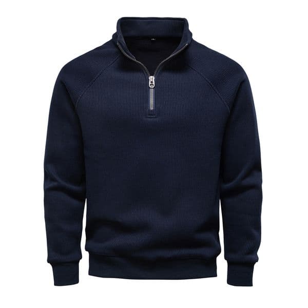 WOZK 2026 New Autumn/Winter Half Zipper Hoodie Stand up Collar Trendy Versatile Plush Men's Hoodie Top