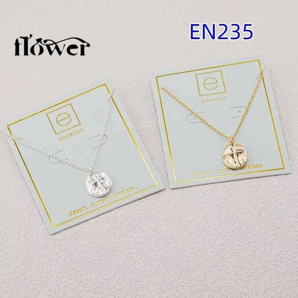 goodbrands E-Newton 1:1 Brand Gold Cross Necklaces Brand Jewelry Gold Chain Elegance Female Collar As Christmas Gift EN235