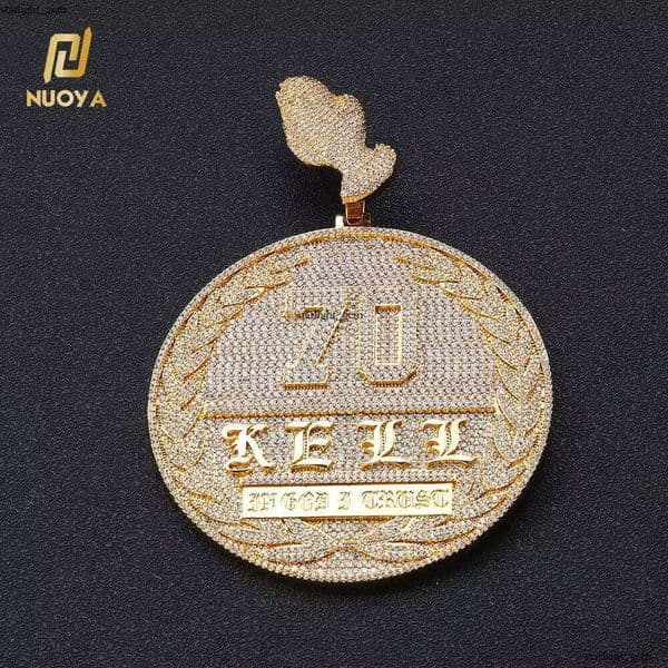 Ice out VVS Moissanite Noah Prayer Hand 14K Round Fine Jewelry Sier Plated Letter Iced Pendant