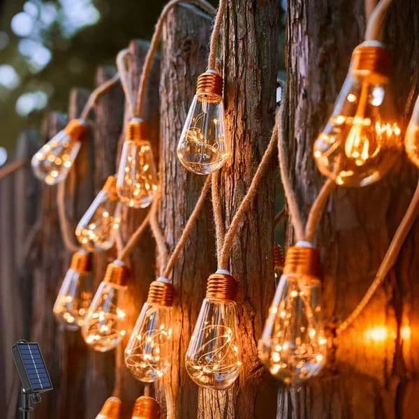 Solar Powered Outdoor String Light 7m 16 Bulb Waterproof Garden Lamp for Patio Fence Path Yard Porch Railing Bar Christmas Decor 251216