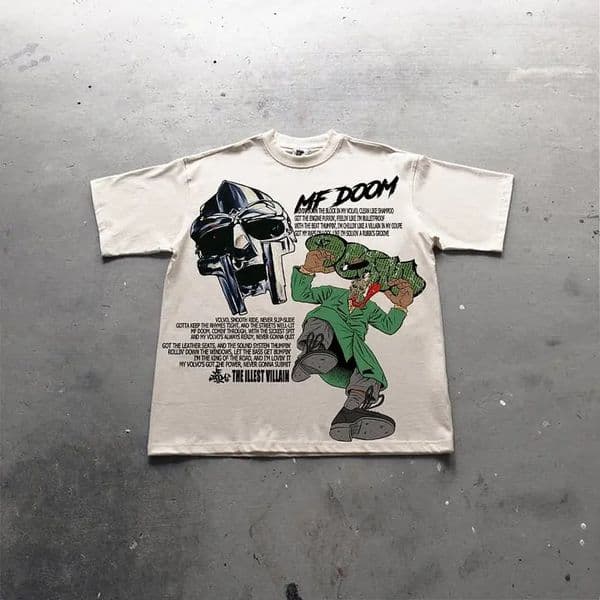 Vintage Illest Villain Mf Doom Pattern Printed Cotton T-shirt Unlocks Unique Outfit Beloved By Fashionists Graphic T Shirts 251217