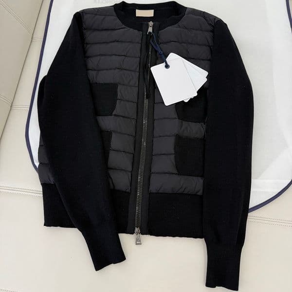 4 pockets autumn winter women knit jacket stand collar arm badge woman down jacket fashion cardigan jacket doudoune size S--XL