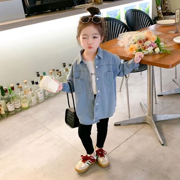 2025 Fashion Korean Version Denim Jackets For Girls Coat Spring Summer Casual Kids Denim Shirts 2-12 Years Children Clothing 251215
