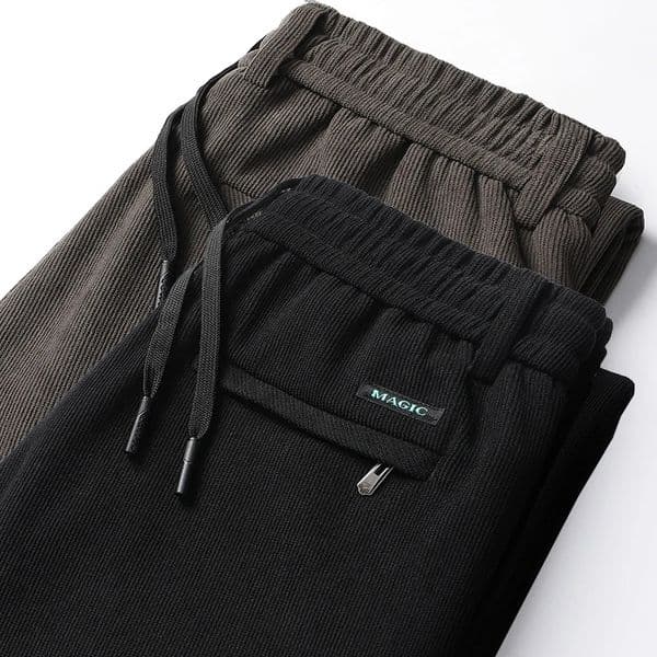 Mens Casual Pants Elastic Waist Sweatpants Autumn Winter Clothes Drawstring Trousers Male Corduroy Warm Large Size 251204
