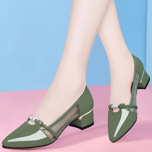 Mesh Breathable With Medium Heels Womens Shoes Pointed Toe Ladies Pumps Spring and Autumn Trend Casual Fashion 39 Footwear 251217