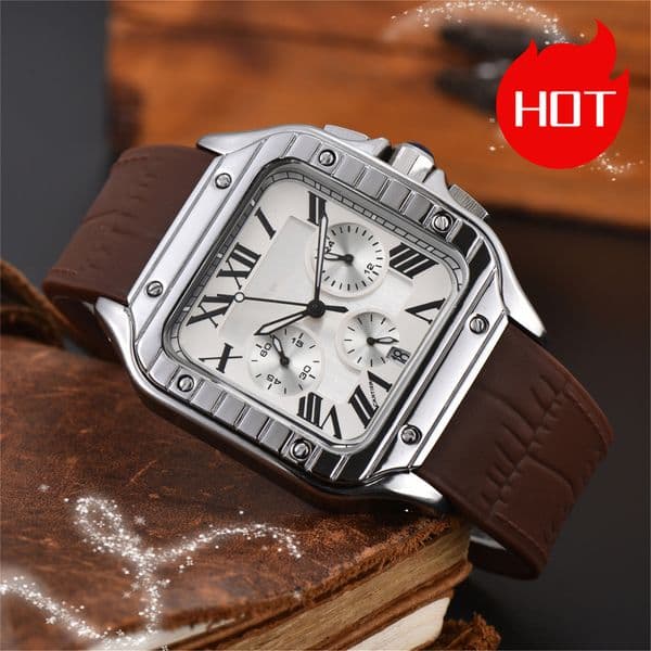 top Luxury fashion men CARTER SANTOS watch women watches stainless steel square working wristwatch top brand relogio feminino design lady clock #554