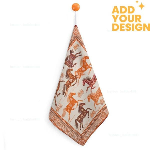 Custom Designer H Towels Luxury Horse Pattern Premium Hand Towels Set 11 by 11 inches Ultra Soft and Highly Absorbent Gym Shower Kitchen Hotel H66