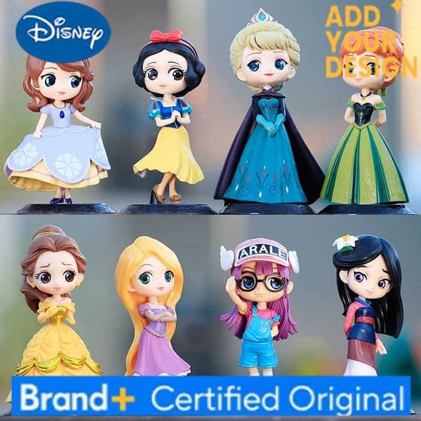 Disney 14-16cm Princess Q Posket Snow White Mermaid Cinderella Belle Mulan Jasmine Tinkerbell Aurora PVC Action FigureToy Kids Gifts H251222