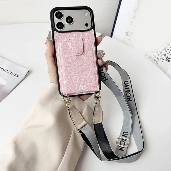 Designer Cross body Phonecase For iPhone 17 Pro Max 16 Promax 15 14 13 12 11 16 Plus Samsung Galaxy S26 ultra S25 plus s24 S23 S22 Leather Wallet Case Card Holder Lanyard