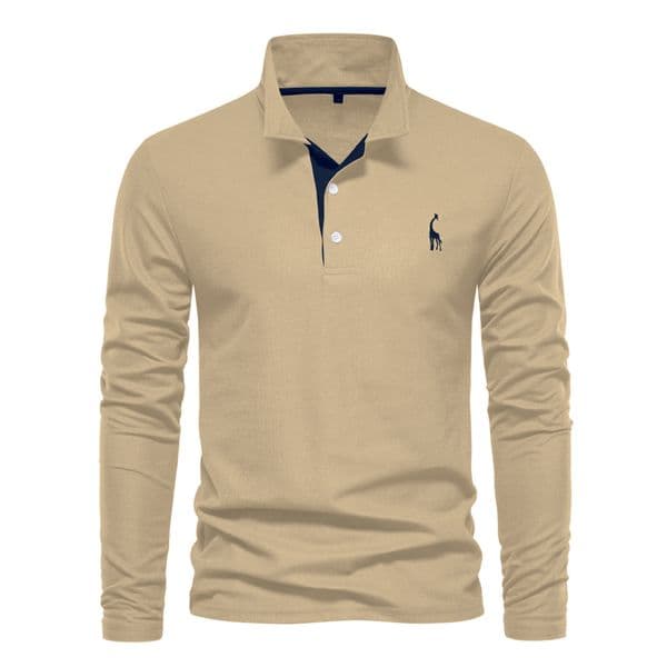 WOZK 2026 Spring and Autumn New Collection Men's Cotton Polo Shirt Fashion Casual Men's Deer Embroidered Long Sleeve In Stock business workplace