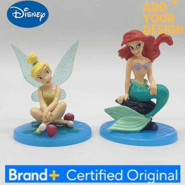 Disney Little Mermaid Ariel Tinker Bell Sitting Pose Cake Topper Princess Action Figure Doll Toys Gift for Kids H251222
