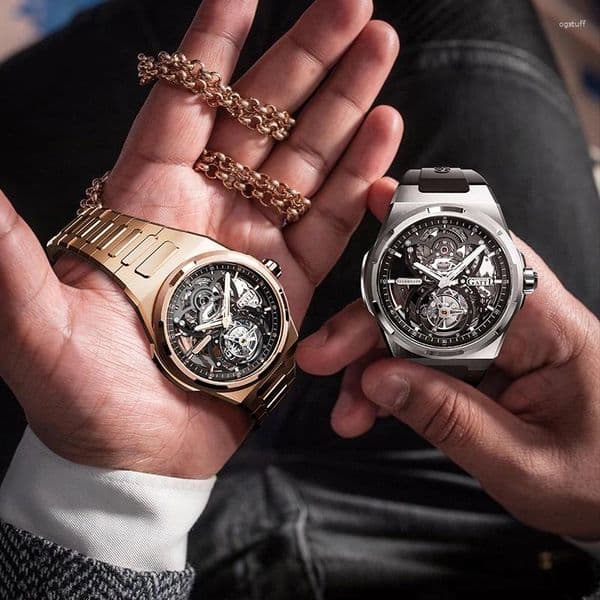 Wristwatches BONEST GATTI Brand BG7004 Mechanical Automatic Movement Luxury Sapphire Watches Skeleton Watch For Man