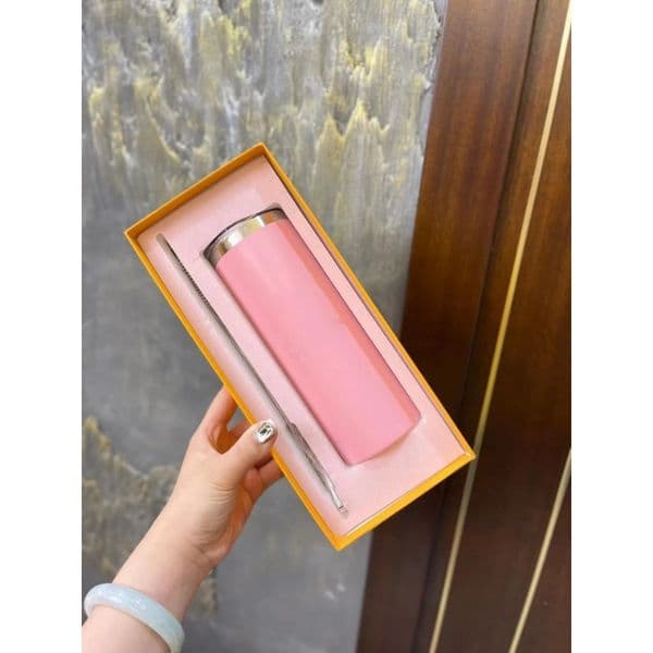 Double-Wall Insulated Stainless Steel Straw Cup - Student Portable Multi-Color Classic Letter Water Cup, Bpa-Free