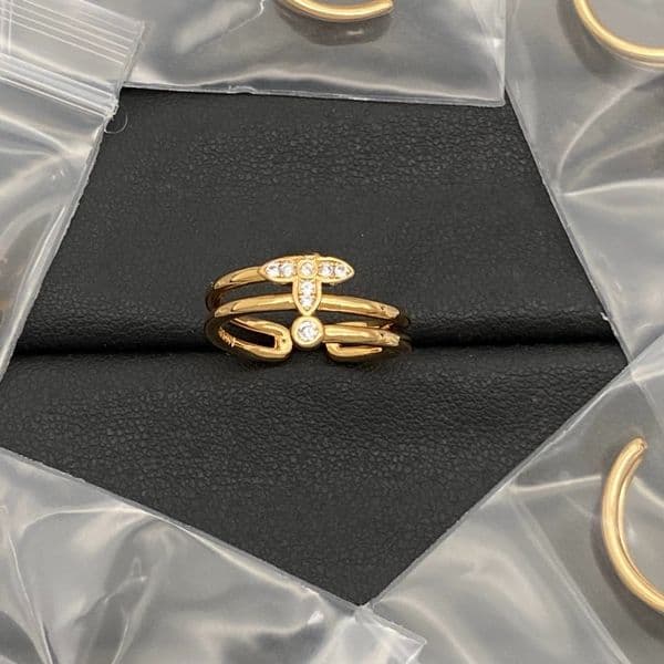 Crystal Letter Ring Gold Plated Copper Open Rings Luxury Ring for Womens Wedding Designer Jewelry Gifts