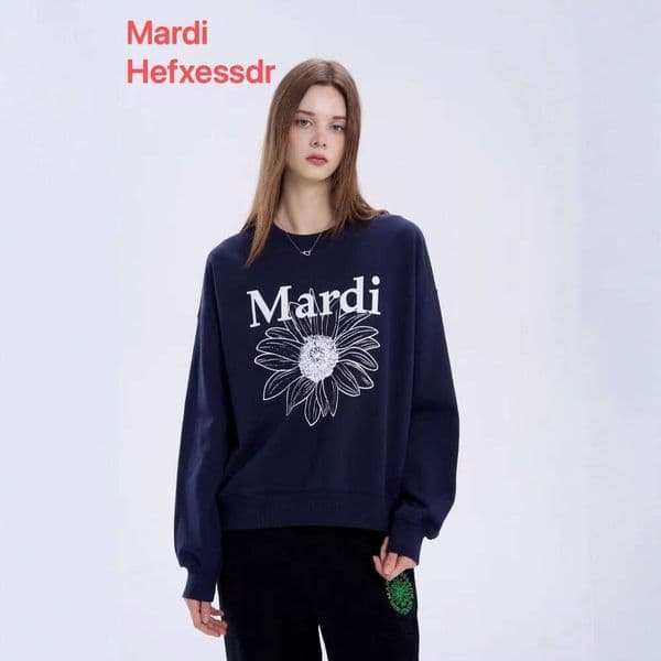 2023 Korean Fashion MardiHefxessdr Round Neck Loose Casual Sweatshirt Classic Versatile Daisy Print Women's Top