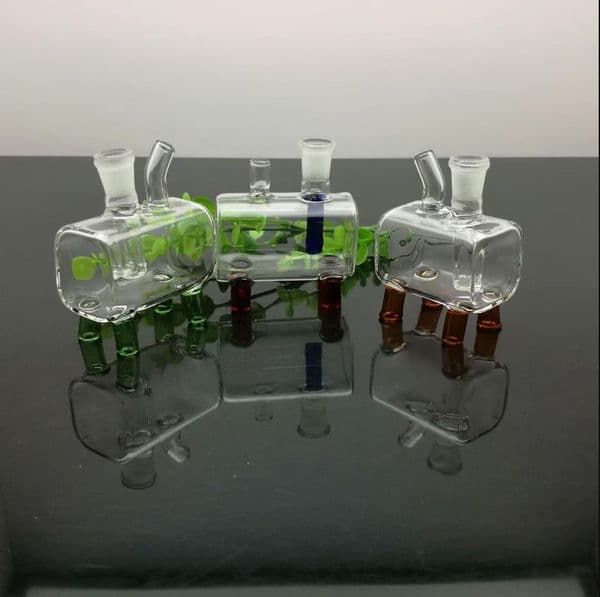 Mini-portable square-tube cigarette kettle Glass Bongs Glass Smoking Pipe Water Pipes Oil Rig Glass Bowls Oil Burn
