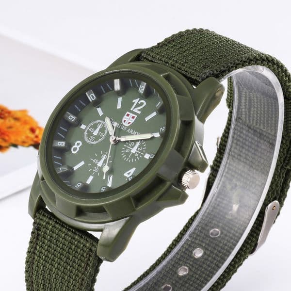 New Casual Business Gemius Army Outdoor Luminous Men Watch with Fabric Strap For Student Quartz Watch