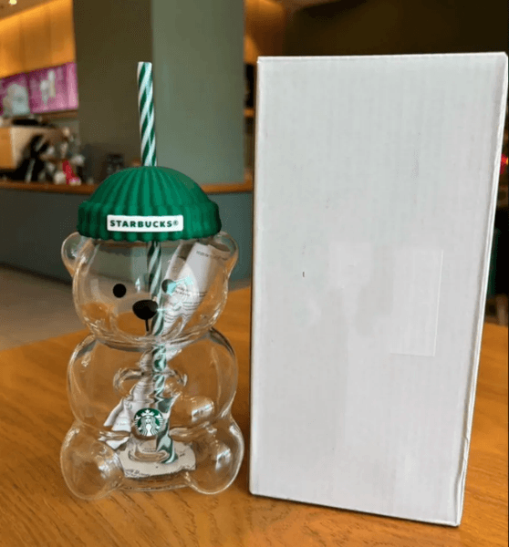 US Warehouse 20oz Bearista Green Bear Series Limited Edition With Hat Glass Jar Cold Cup Tumbler Straw Holiday Gift Mug Valentine's Day Gifts L260601