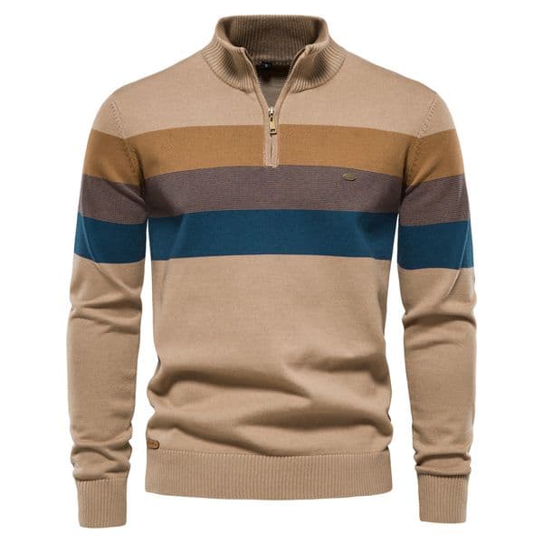 WOZK 2026 autumn and winter new men's open chest stand up collar men's sweater pullover knitted sweater men's sweater
