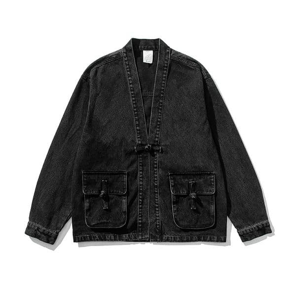 Denim Kimono Jacket Men Fashion Casual Jeans Jackets Coats Male Chinese Style Button Vintage Hip Hop Loose Outwear 251222