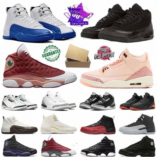 with Box 3 3s 12 12s 13 13s Basketball Shoes man Woman sneakers Black Cat Valentine's Day 2025 Cement Grey Blueberry Barons Taxi Playoffs Red Ft big 80p3#