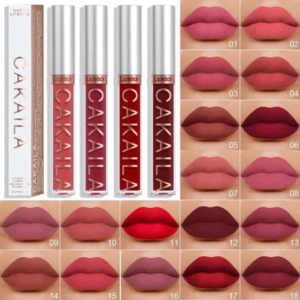 CAKAILA 18-Color NonStick Cup Lip Gloss Matte Velvet Lipstick Waterproof Long-lasting Liquid Lipstick Moisturizing Lip StickT251222