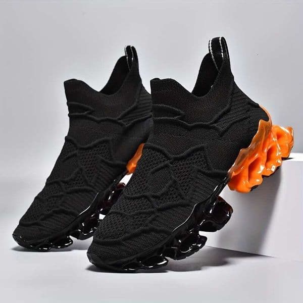Men's Color Block Trendy Blade Sneakers Breathable Shock Absorption Running Shoes Non Slip Sneakers For Gym Jogging Tennis New Casual Shoes