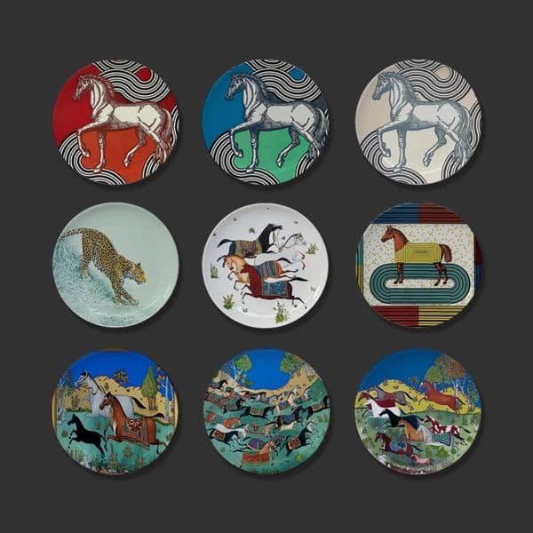 Jungle Horse Series Decorative Plates EuropeanStyle Ceramic Plant Flower Dish Round Craft Oriental Garden Plants 251222BJ