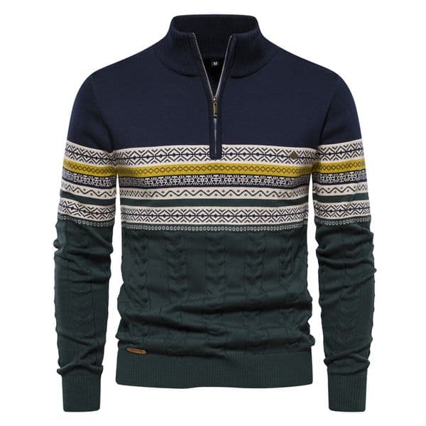 WOZK Autumn/Winter New Trendy European Stand up Collar Men's Sweater Half Zipper Knitted High Quality Versatile Men's Wear