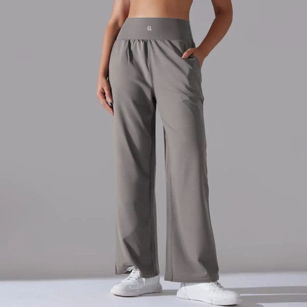 A6399 Women Yoga Wear Jogging Loose Wide Leg Joggers Stretchy High Waist Training Strap Pants 5 Colors