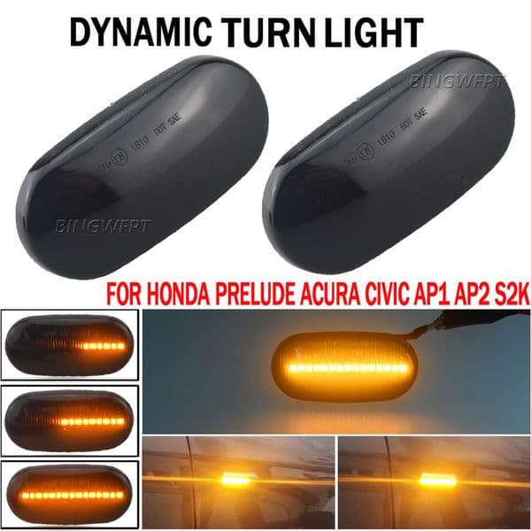 2X LED Dynamic Turn Signal Lamp Side Marker Light Side Lights For HONDA Prelude CRX S2000 Integra Fit Del Sol Acura Civic