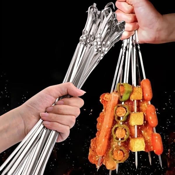 10203050100Pcs Reusable Stainless Steel BBQ Skewers Perfect for Outdoor Camping Indoor Grilling Parties 251222BJ