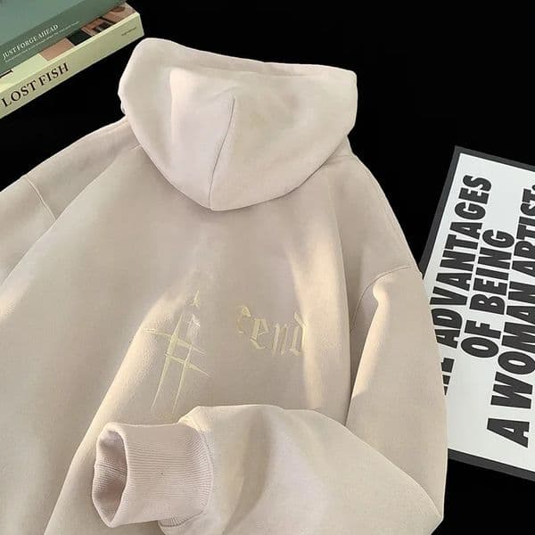 Mens Suede Fce Hoodie Loose Fit Autumn Winter Trendy Casual Outerwear with Pouch ket Regular Sve Text Pattern 251217