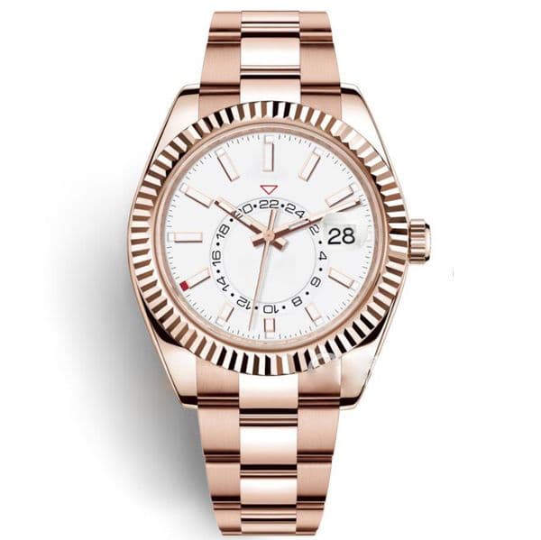 ROL Mens SKY DWELLER Automatic Movement watch multifunction Wristwatch OYSTERPERPETUALity DATEity Stainless Steel Strap Gold Wristwatches #186