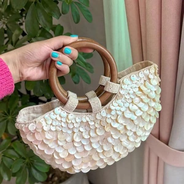 Handmade Fairy Beaded Bag Shell Embellishments Compact Size Woven Shoulder Bag Large Capacity Mermaid Style 251217