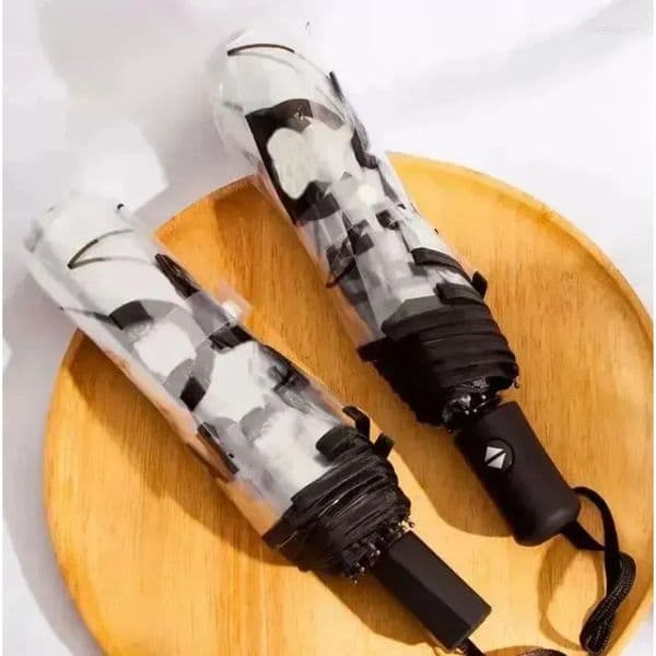 Umbrellas Transparent Womens Umbrella Letter Folding Fully Automatic Mens Designer Collection Portable Outdoor Rainy NICE S2632