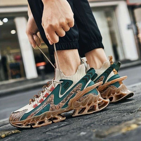 Lightweight Breathable Men's Running Shoes Laceup Sneakers With Letter Pattern Fabric Upper TPU Sole EVA Cushioning For Gym Casual Shoes