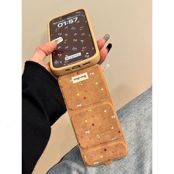 Melard Brown Full Screen Small Floral Suitable for iPhone 16 Pro Max Phone Case 13 Apple 84% off with Stand 14