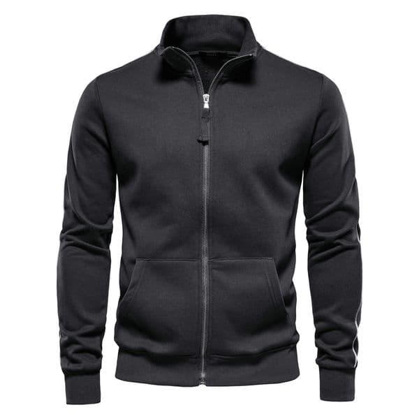 WOZK 2026 Autumn/Winter New Men's Stand up Collar Zipper Long Sleeve Hoodie Versatile Men's Sports Contrast Casual Cardigan men's style coat
