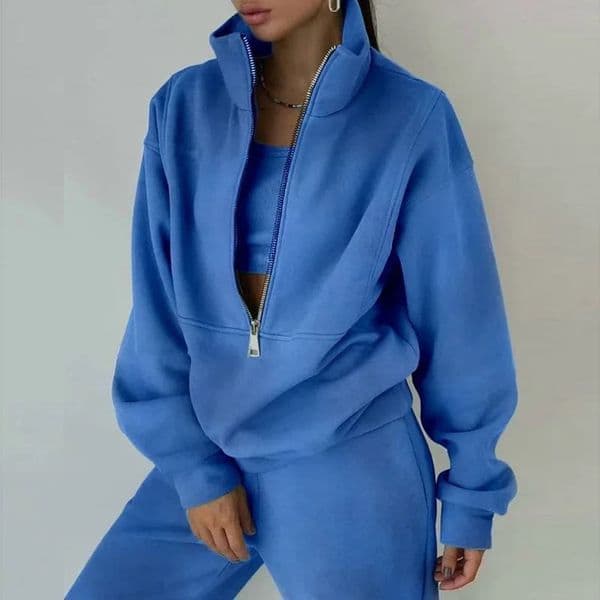 Womens Clothing Fleece-Lined Sports Street Fashion Casual Zipper Sports Suit for Women 251217