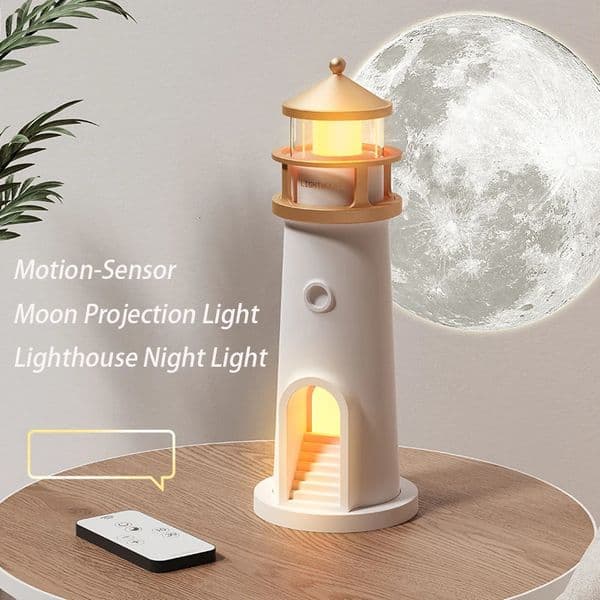 Moon Lamp Projection Lighthouse Lamps Night Light Remote Control Bluetooth Music Motion Sensor Ambient Lights Xmas Birthday Gift 251222